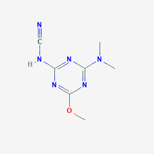 molecular formula C7H10N6O B11493206 [4-(Dimethylamino)-6-methoxy-1,3,5-triazin-2-yl]cyanamide 