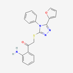 molecular formula C20H16N4O2S B11493274 1-(2-aminophenyl)-2-{[5-(furan-2-yl)-4-phenyl-4H-1,2,4-triazol-3-yl]sulfanyl}ethanone 