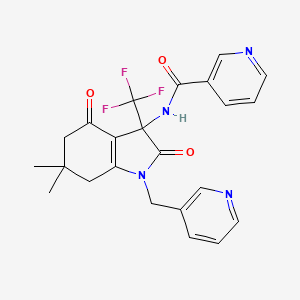 N-[6,6-dimethyl-2,4-dioxo-1-(pyridin-3-ylmethyl)-3-(trifluoromethyl)-2,3,4,5,6,7-hexahydro-1H-indol-3-yl]pyridine-3-carboxamide