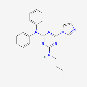 molecular formula C22H23N7 B11493314 N'-butyl-6-(1H-imidazol-1-yl)-N,N-diphenyl-1,3,5-triazine-2,4-diamine 