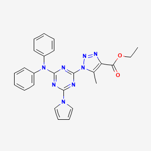 molecular formula C25H22N8O2 B11493322 ethyl 1-[4-(diphenylamino)-6-(1H-pyrrol-1-yl)-1,3,5-triazin-2-yl]-5-methyl-1H-1,2,3-triazole-4-carboxylate 