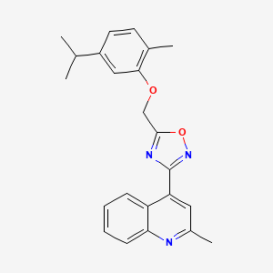 molecular formula C23H23N3O2 B11493342 2-Methyl-4-(5-{[2-methyl-5-(propan-2-yl)phenoxy]methyl}-1,2,4-oxadiazol-3-yl)quinoline 