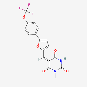 molecular formula C17H11F3N2O5 B11493361 (5E)-1-Methyl-5-({5-[4-(trifluoromethoxy)phenyl]furan-2-YL}methylidene)-1,3-diazinane-2,4,6-trione 