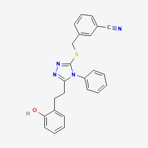 3-[({5-[2-(2-hydroxyphenyl)ethyl]-4-phenyl-4H-1,2,4-triazol-3-yl}sulfanyl)methyl]benzonitrile