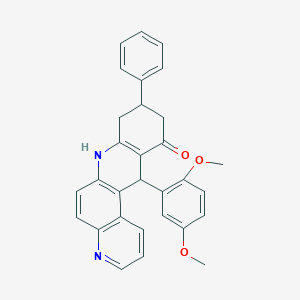 molecular formula C30H26N2O3 B11493414 12-(2,5-dimethoxyphenyl)-9-phenyl-8,9,10,12-tetrahydrobenzo[b][4,7]phenanthrolin-11(7H)-one 