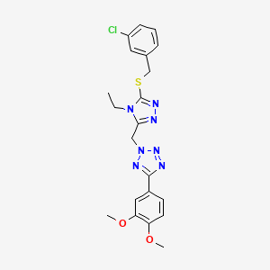 2-({5-[(3-chlorobenzyl)sulfanyl]-4-ethyl-4H-1,2,4-triazol-3-yl}methyl)-5-(3,4-dimethoxyphenyl)-2H-tetrazole