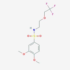 molecular formula C12H16F3NO5S B11493478 3,4-dimethoxy-N-[2-(2,2,2-trifluoroethoxy)ethyl]benzenesulfonamide 