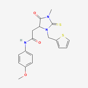 N-(4-methoxyphenyl)-2-[1-methyl-5-oxo-3-(thiophen-2-ylmethyl)-2-thioxoimidazolidin-4-yl]acetamide