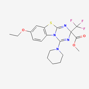 molecular formula C19H21F3N4O3S B11493546 methyl 8-ethoxy-4-piperidino-2-(trifluoromethyl)-2H-[1,3,5]triazino[2,1-b][1,3]benzothiazole-2-carboxylate 