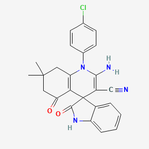 2'-amino-1'-(4-chlorophenyl)-7',7'-dimethyl-2,5'-dioxo-1,2,5',6',7',8'-hexahydro-1'H-spiro[indole-3,4'-quinoline]-3'-carbonitrile