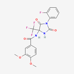 N-[1-(2-fluorophenyl)-2,5-dioxo-4-(trifluoromethyl)imidazolidin-4-yl]-3,4-dimethoxybenzamide