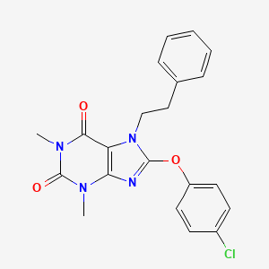 8-(4-chlorophenoxy)-1,3-dimethyl-7-(2-phenylethyl)-3,7-dihydro-1H-purine-2,6-dione