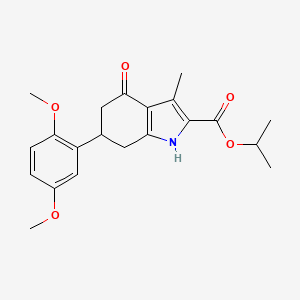 molecular formula C21H25NO5 B11493740 propan-2-yl 6-(2,5-dimethoxyphenyl)-3-methyl-4-oxo-4,5,6,7-tetrahydro-1H-indole-2-carboxylate 