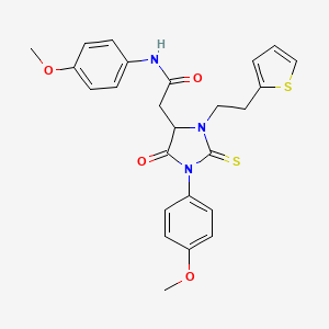 N-(4-methoxyphenyl)-2-{1-(4-methoxyphenyl)-5-oxo-3-[2-(thiophen-2-yl)ethyl]-2-thioxoimidazolidin-4-yl}acetamide