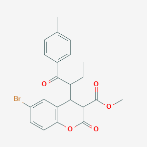 methyl 6-bromo-4-[1-(4-methylphenyl)-1-oxobutan-2-yl]-2-oxo-3,4-dihydro-2H-chromene-3-carboxylate