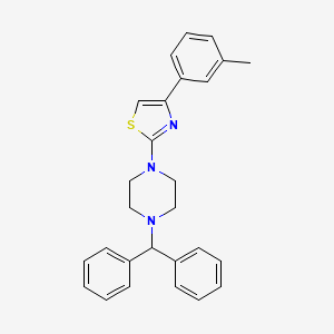 molecular formula C27H27N3S B11493786 1-(Diphenylmethyl)-4-[4-(3-methylphenyl)-1,3-thiazol-2-yl]piperazine 