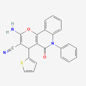 2-amino-5-oxo-6-phenyl-4-(thiophen-2-yl)-5,6-dihydro-4H-pyrano[3,2-c]quinoline-3-carbonitrile