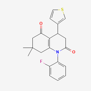 molecular formula C21H20FNO2S B11493847 1-(2-fluorophenyl)-7,7-dimethyl-4-(thiophen-3-yl)-4,6,7,8-tetrahydroquinoline-2,5(1H,3H)-dione 