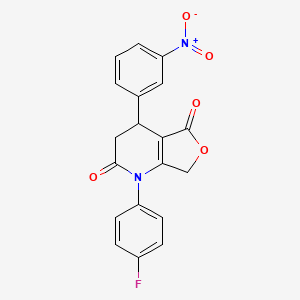 molecular formula C19H13FN2O5 B11493880 1-(4-fluorophenyl)-4-(3-nitrophenyl)-4,7-dihydrofuro[3,4-b]pyridine-2,5(1H,3H)-dione 