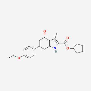 molecular formula C23H27NO4 B11493918 cyclopentyl 6-(4-ethoxyphenyl)-3-methyl-4-oxo-4,5,6,7-tetrahydro-1H-indole-2-carboxylate 