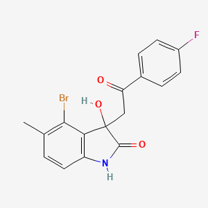 molecular formula C17H13BrFNO3 B11493927 4-bromo-3-[2-(4-fluorophenyl)-2-oxoethyl]-3-hydroxy-5-methyl-1,3-dihydro-2H-indol-2-one 