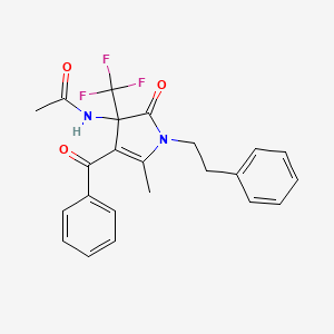 molecular formula C23H21F3N2O3 B11493938 N-[4-benzoyl-5-methyl-2-oxo-1-(2-phenylethyl)-3-(trifluoromethyl)-2,3-dihydro-1H-pyrrol-3-yl]acetamide 