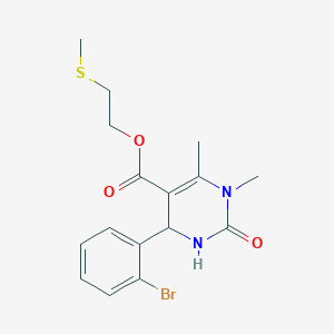 molecular formula C16H19BrN2O3S B11493981 2-(Methylsulfanyl)ethyl 4-(2-bromophenyl)-1,6-dimethyl-2-oxo-1,2,3,4-tetrahydropyrimidine-5-carboxylate 