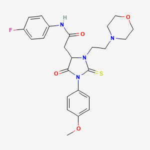 N-(4-fluorophenyl)-2-{1-(4-methoxyphenyl)-3-[2-(morpholin-4-yl)ethyl]-5-oxo-2-thioxoimidazolidin-4-yl}acetamide