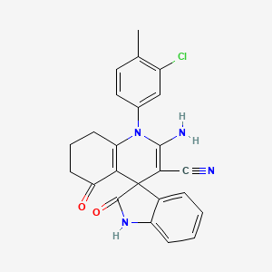 molecular formula C24H19ClN4O2 B11494098 2'-amino-1'-(3-chloro-4-methylphenyl)-2,5'-dioxo-1,2,5',6',7',8'-hexahydro-1'H-spiro[indole-3,4'-quinoline]-3'-carbonitrile 