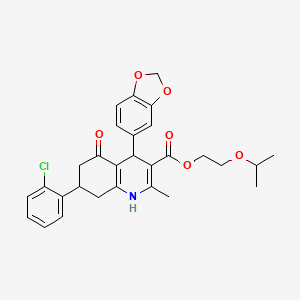 2-(Propan-2-yloxy)ethyl 4-(1,3-benzodioxol-5-yl)-7-(2-chlorophenyl)-2-methyl-5-oxo-1,4,5,6,7,8-hexahydroquinoline-3-carboxylate