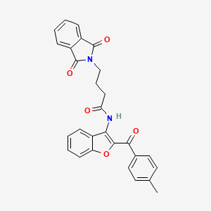 molecular formula C28H22N2O5 B11494120 4-(1,3-dioxo-1,3-dihydro-2H-isoindol-2-yl)-N-{2-[(4-methylphenyl)carbonyl]-1-benzofuran-3-yl}butanamide 