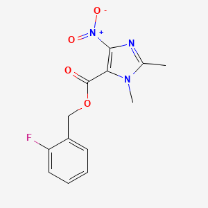 molecular formula C13H12FN3O4 B11494177 2-fluorobenzyl 1,2-dimethyl-4-nitro-1H-imidazole-5-carboxylate 