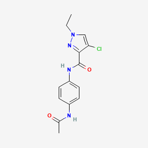 molecular formula C14H15ClN4O2 B11494216 N-[4-(acetylamino)phenyl]-4-chloro-1-ethyl-1H-pyrazole-3-carboxamide 