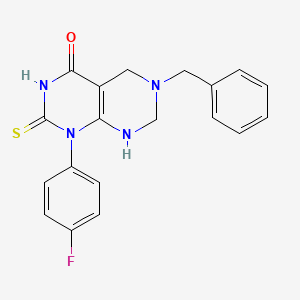 molecular formula C19H17FN4OS B11494224 1H-Pyrimido[4,5-d]pyrimidin-4-one, 6-benzyl-1-(4-fluorophenyl)-2-thioxo-2,3,5,6,7,8-hexahydro- 