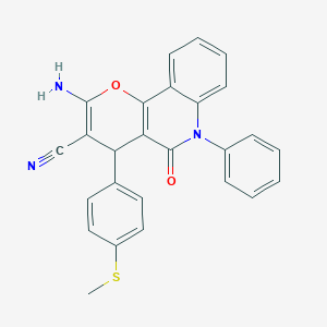 2-amino-4-[4-(methylsulfanyl)phenyl]-5-oxo-6-phenyl-5,6-dihydro-4H-pyrano[3,2-c]quinoline-3-carbonitrile