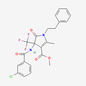 methyl 4-{[(3-chlorophenyl)carbonyl]amino}-2-methyl-5-oxo-1-(2-phenylethyl)-4-(trifluoromethyl)-4,5-dihydro-1H-pyrrole-3-carboxylate