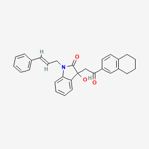 3-hydroxy-3-[2-oxo-2-(5,6,7,8-tetrahydronaphthalen-2-yl)ethyl]-1-[(2E)-3-phenylprop-2-en-1-yl]-1,3-dihydro-2H-indol-2-one