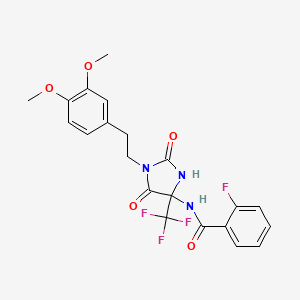 N-{1-[2-(3,4-dimethoxyphenyl)ethyl]-2,5-dioxo-4-(trifluoromethyl)imidazolidin-4-yl}-2-fluorobenzamide