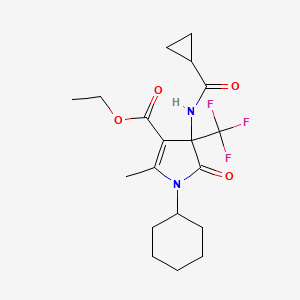 ethyl 1-cyclohexyl-4-[(cyclopropylcarbonyl)amino]-2-methyl-5-oxo-4-(trifluoromethyl)-4,5-dihydro-1H-pyrrole-3-carboxylate