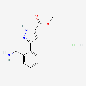 molecular formula C12H14ClN3O2 B1149433 Methyl 5-(2-(aminomethyl)phenyl)-1h-pyrazole-3-carboxylate hydrochloride CAS No. 1204580-90-4