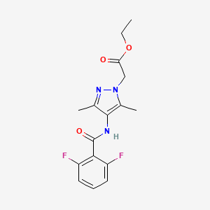 molecular formula C16H17F2N3O3 B11494369 ethyl (4-{[(2,6-difluorophenyl)carbonyl]amino}-3,5-dimethyl-1H-pyrazol-1-yl)acetate 