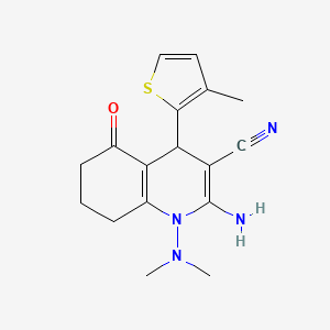 molecular formula C17H20N4OS B11494379 2-Amino-1-(dimethylamino)-4-(3-methylthiophen-2-yl)-5-oxo-1,4,5,6,7,8-hexahydroquinoline-3-carbonitrile 