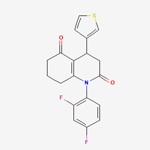 molecular formula C19H15F2NO2S B11494384 1-(2,4-difluorophenyl)-4-(thiophen-3-yl)-4,6,7,8-tetrahydroquinoline-2,5(1H,3H)-dione 