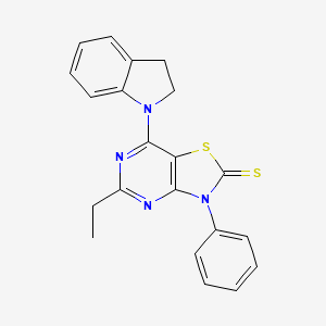 3H-Thiazolo[4,5-d]pyrimidine-2-thione, 7-(2,3-dihydroindol-1-yl)-5-ethyl-3-phenyl-