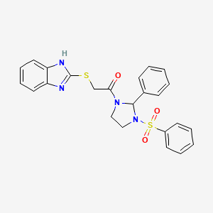 2-(1H-benzimidazol-2-ylsulfanyl)-1-[2-phenyl-3-(phenylsulfonyl)imidazolidin-1-yl]ethanone