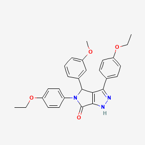 molecular formula C28H27N3O4 B11494452 3,5-bis(4-ethoxyphenyl)-4-(3-methoxyphenyl)-4,5-dihydropyrrolo[3,4-c]pyrazol-6(1H)-one 