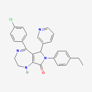 molecular formula C26H23ClN4O B11494464 5-(4-chlorophenyl)-7-(4-ethylphenyl)-6-(3-pyridyl)-2,3,6,7-tetrahydropyrrolo[3,4-e][1,4]diazepin-8(1H)-one 