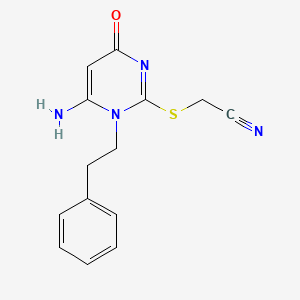 {[6-Amino-4-oxo-1-(2-phenylethyl)-1,4-dihydropyrimidin-2-yl]sulfanyl}acetonitrile