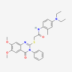 N-[4-(diethylamino)-2-methylphenyl]-2-[(6,7-dimethoxy-4-oxo-3-phenyl-3,4-dihydroquinazolin-2-yl)sulfanyl]acetamide