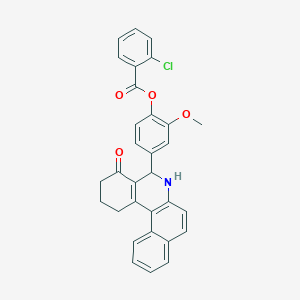 molecular formula C31H24ClNO4 B11494529 2-Methoxy-4-(4-oxo-1,2,3,4,5,6-hexahydrobenzo[a]phenanthridin-5-yl)phenyl 2-chlorobenzoate 